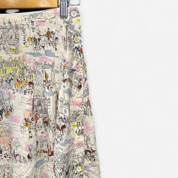 Zapa Paris 100% Silk Equestrian Toile Skirt French Luxury Resort Piece Small - Picture 6 of 9
